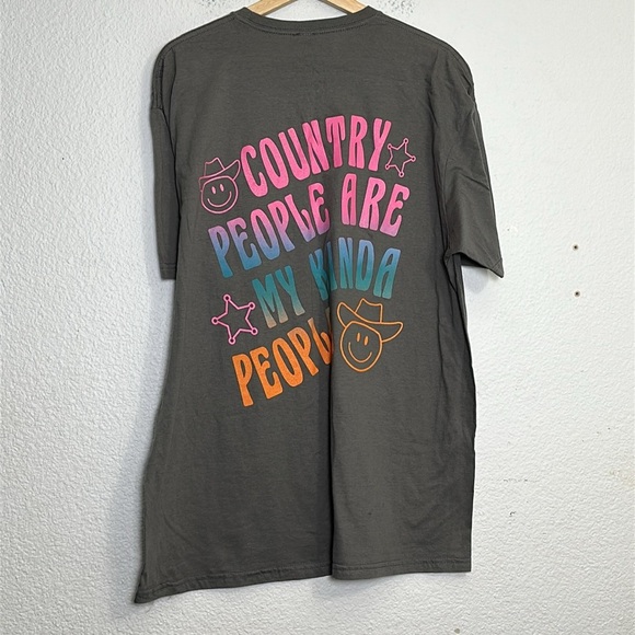 Women’s L/XL Short Sleeve Top NWT Cowboy Smiley Face Rodeo Western Festival - Picture 1 of 8